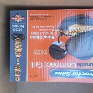 Small personal compact indoor grill , non stick surface